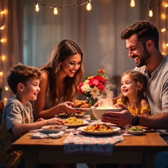 A family eating dinner